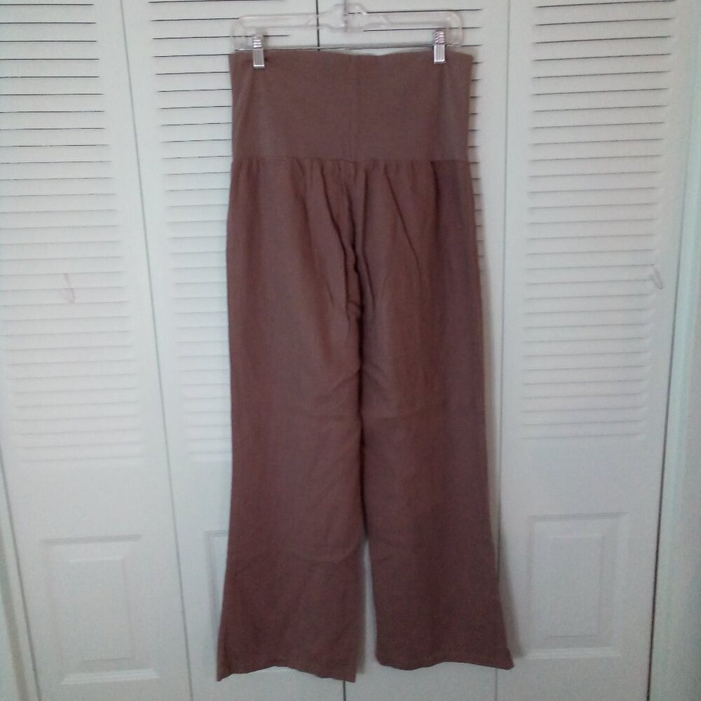 JUST LIVING M LINEN BLEND WIDE-LEG PULL-ON PANTS ROLL DOWN STRETCH WAIST COMFY - Picture 2 of 4